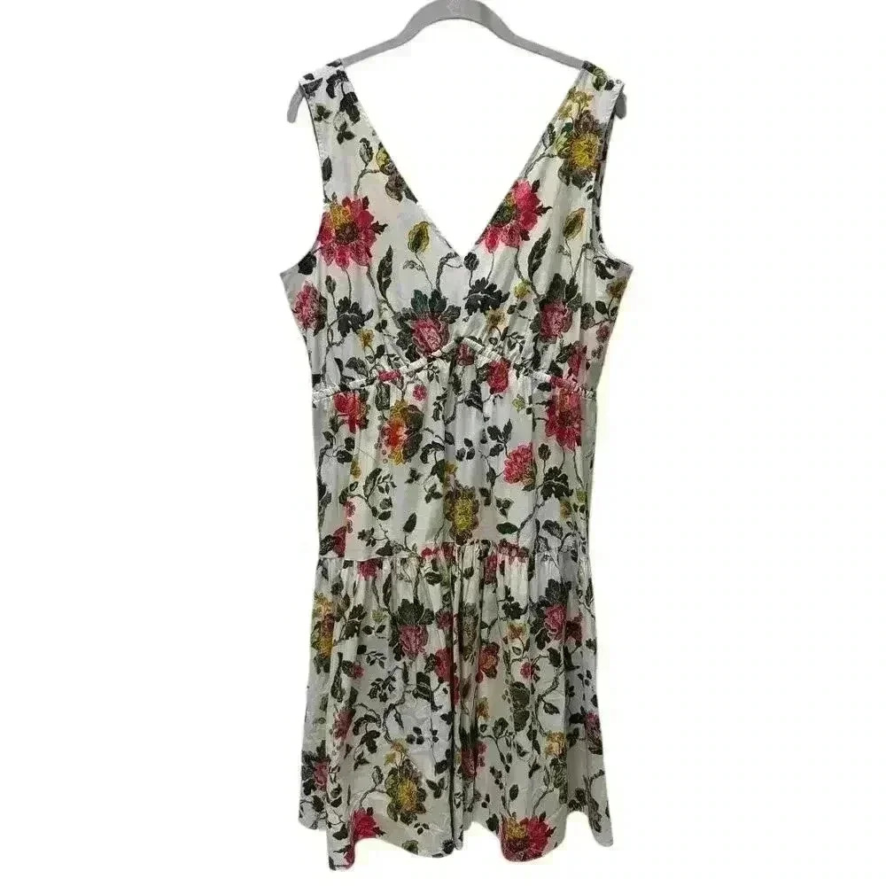 Maison Tara Sleeveless V-Neck Cinched Waist Floral Fit & Flare Dress - Size 16 - Picture 2 of 6